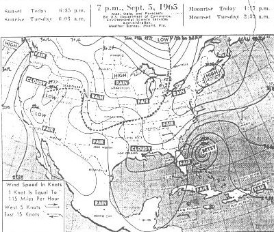 Surface analysis for Hurricane Betsy on September 5, 1965 Surface analysis for Hurricane Betsy on September 5, 1965