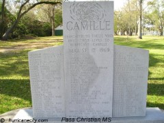 Camille Memorial in Pass Christian, Mississippi - Dedicated to those who lost their lives to Hurricane Camille - August 17, 1969 Camille Memorial in Pass Christian, Mississippi - Dedicated to those who lost their lives to Hurricane Camille - August 17, 1969