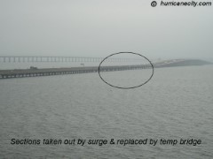 Sections taken out by surge and replaced by temp bridge Sections taken out by surge and replaced by temp bridge