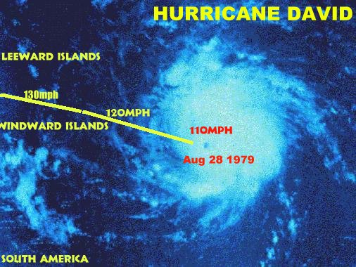 Satellite image of Hurricane David on August 28, 1979 Satellite image of Hurricane David on August 28, 1979